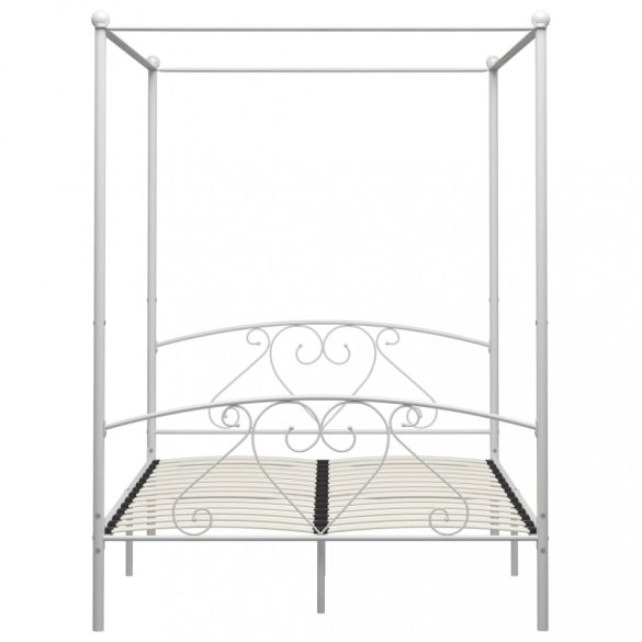 fehér fém baldachinos ágykeret 160 x 200 cm