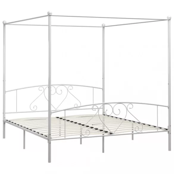 fehér fém baldachinos ágykeret 180 x 200 cm