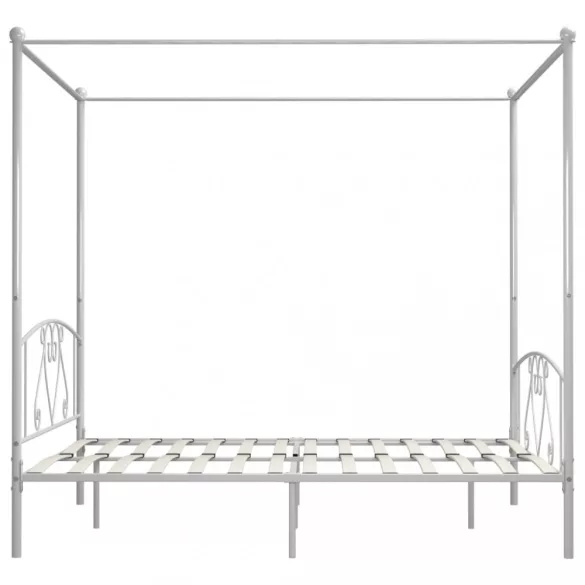 fehér fém baldachinos ágykeret 200 x 200 cm