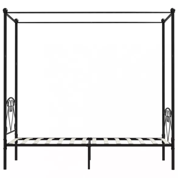 fekete fém baldachinos ágykeret 100 x 200 cm