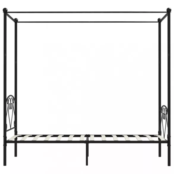 fekete fém baldachinos ágykeret 120 x 200 cm