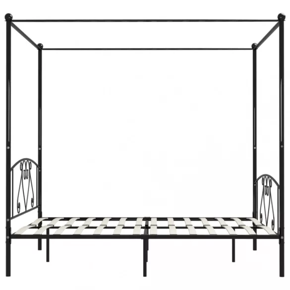 fekete fém baldachinos ágykeret 180 x 200 cm