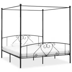fekete fém baldachinos ágykeret 200 x 200 cm