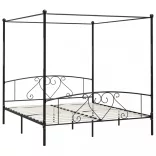 fekete fém baldachinos ágykeret 200 x 200 cm