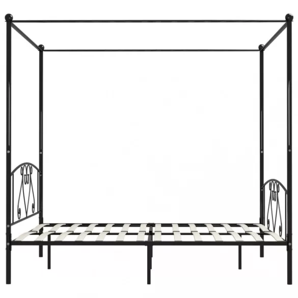 fekete fém baldachinos ágykeret 200 x 200 cm