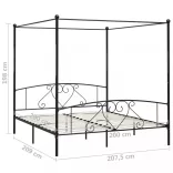 fekete fém baldachinos ágykeret 200 x 200 cm