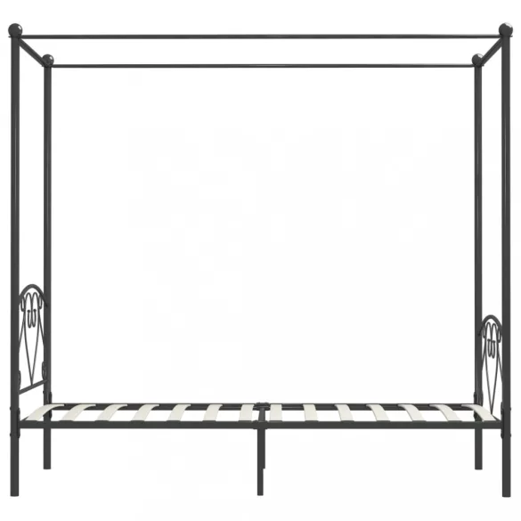 szürke fém baldachinos ágykeret 100 x 200 cm