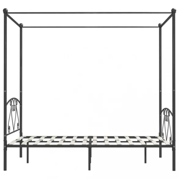 szürke fém baldachinos ágykeret 140 x 200 cm