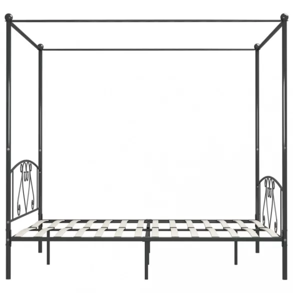 szürke fém baldachinos ágykeret 200 x 200 cm