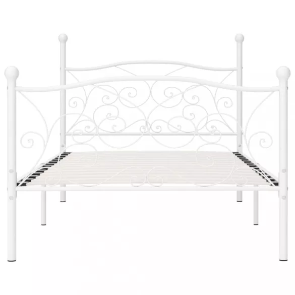 fehér fém ágykeret lécezett ágyráccsal 90 x 200 cm