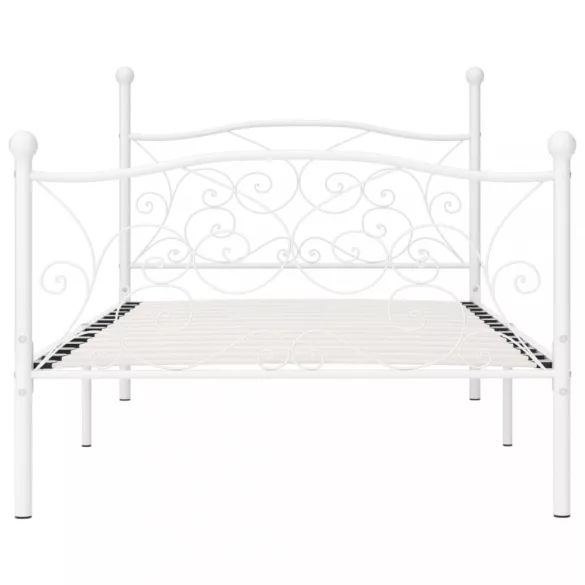 fehér fém ágykeret lécezett ágyráccsal 100 x 200 cm