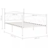 fehér fém ágykeret lécezett ágyráccsal 100 x 200 cm
