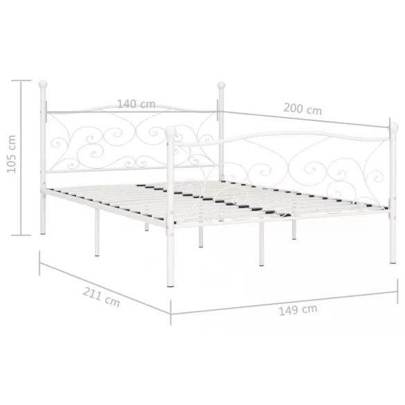 fehér fém ágykeret lécezett ágyráccsal 140 x 200 cm