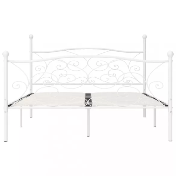 fehér fém ágykeret lécezett ágyráccsal 200 x 200 cm
