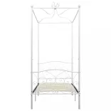 fehér fém baldachinos ágykeret 90 x 200 cm