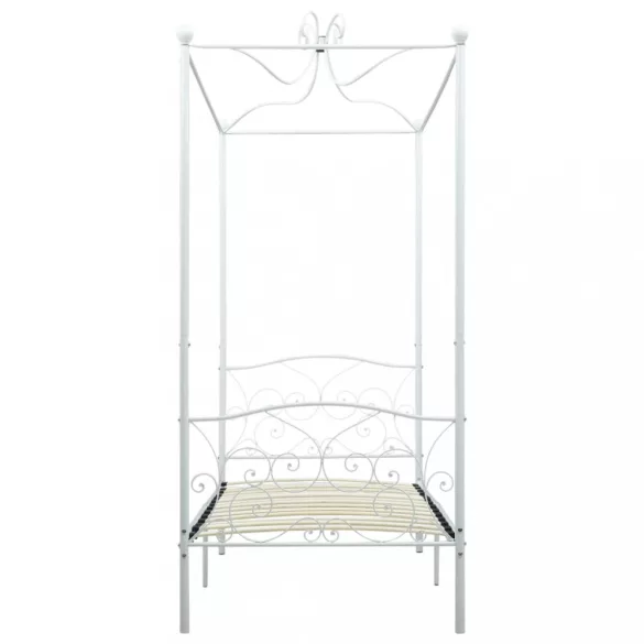 fehér fém baldachinos ágykeret 90 x 200 cm