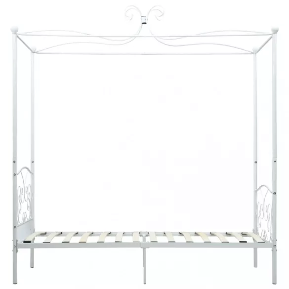 fehér fém baldachinos ágykeret 90 x 200 cm