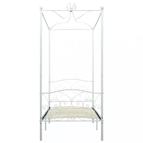 fehér fém baldachinos ágykeret 100 x 200 cm