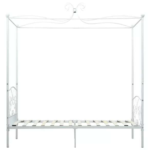fehér fém baldachinos ágykeret 100 x 200 cm