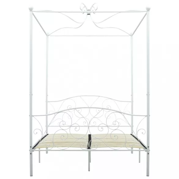 fehér fém baldachinos ágykeret 120 x 200 cm