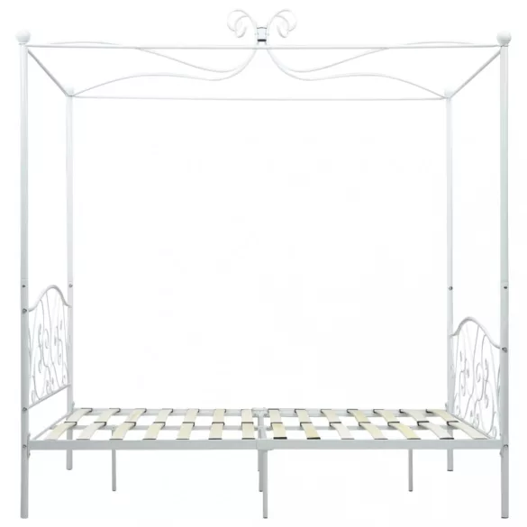 fehér fém baldachinos ágykeret 120 x 200 cm