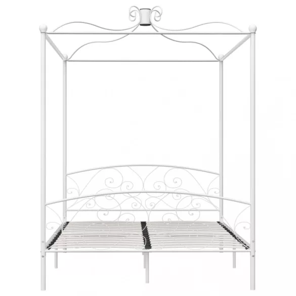 fehér fém baldachinos ágykeret 160 x 200 cm