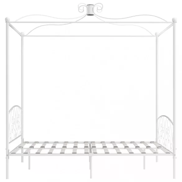 fehér fém baldachinos ágykeret 160 x 200 cm