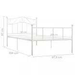 fehér fém ágykeret 90 x 200 cm