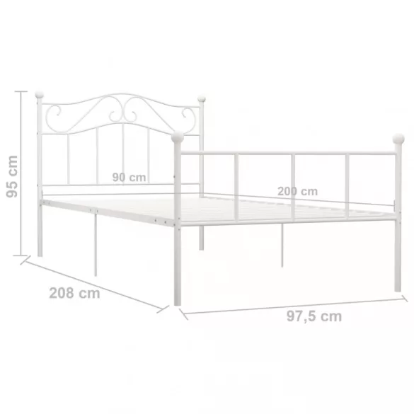 fehér fém ágykeret 90 x 200 cm