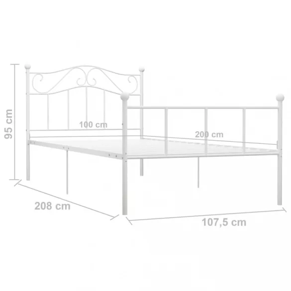 fehér fém ágykeret 100 x 200 cm