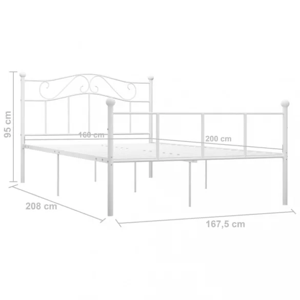 fehér fém ágykeret 160 x 200 cm