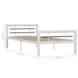 fehér és fekete fém ágykeret 90 x 200 cm