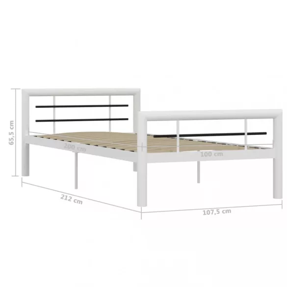 fehér és fekete fém ágykeret 90 x 200 cm