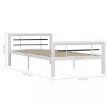 fehér és fekete fém ágykeret 100 x 200 cm