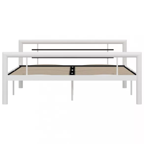 fehér és fekete fém ágykeret 160 x 200 cm