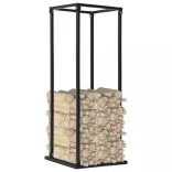 fekete acél tűzifatároló alappal 37 x 37 x 113 cm
