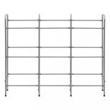 ezüstszínű acél tárolópolc 9 ládához 145 x 33 x 116 cm