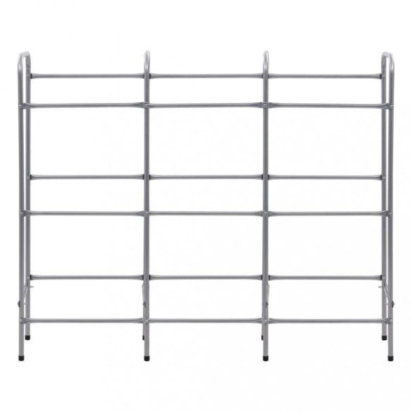 ezüstszínű acél tárolópolc 9 ládához 145 x 33 x 116 cm