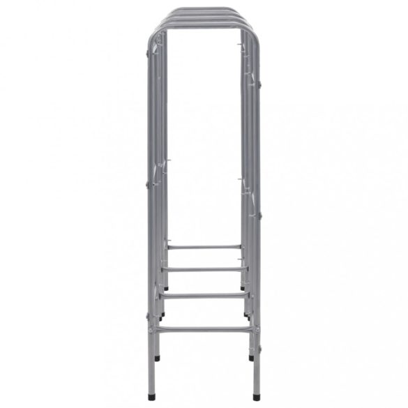 ezüstszínű acél tárolópolc 9 ládához 145 x 33 x 116 cm