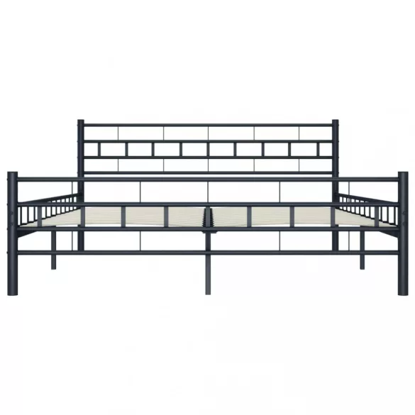 fekete acél ágykeret 200 x 200 cm