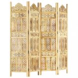 4-paneles tömör mangófa kézzel faragott térelválasztó 160x165cm