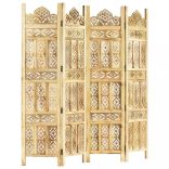 4-paneles tömör mangófa kézzel faragott térelválasztó 160x165cm