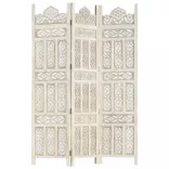 3-paneles fehér mangófa kézzel faragott térelválasztó 120x165cm