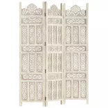 3-paneles fehér mangófa kézzel faragott térelválasztó 120x165cm