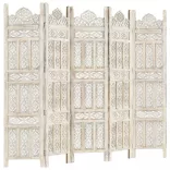 5-paneles fehér mangófa kézzel faragott térelválasztó 200x165cm