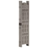 5-paneles szürke mangófa kézzel faragott térelválasztó 200x165cm