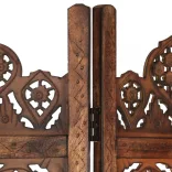 5-paneles barna mangófa kézzel faragott térelválasztó 200x165cm