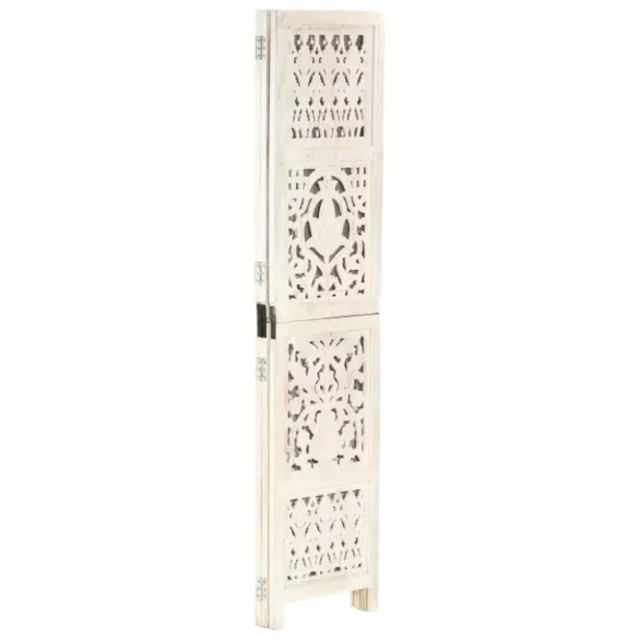 3-paneles fehér mangófa kézzel faragott térelválasztó 120x165cm