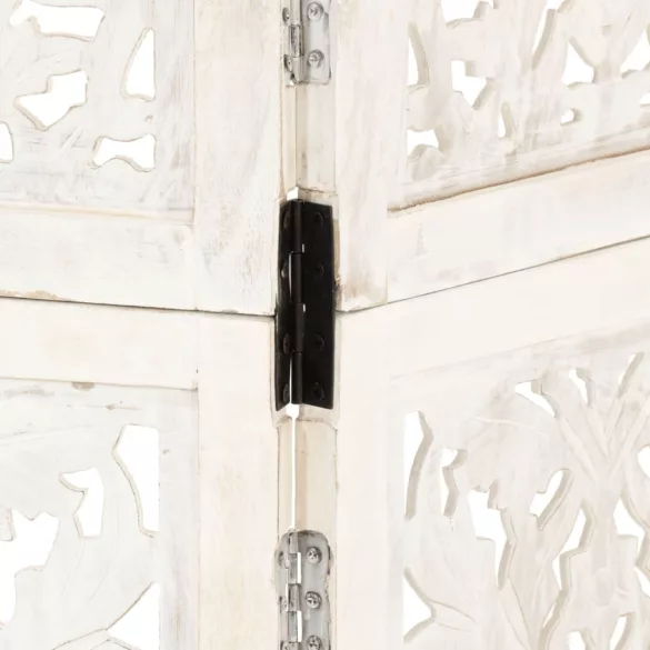 3-paneles fehér mangófa kézzel faragott térelválasztó 120x165cm