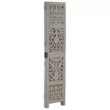 3-paneles szürke kézzel faragott térelválasztó 120 x 165 cm